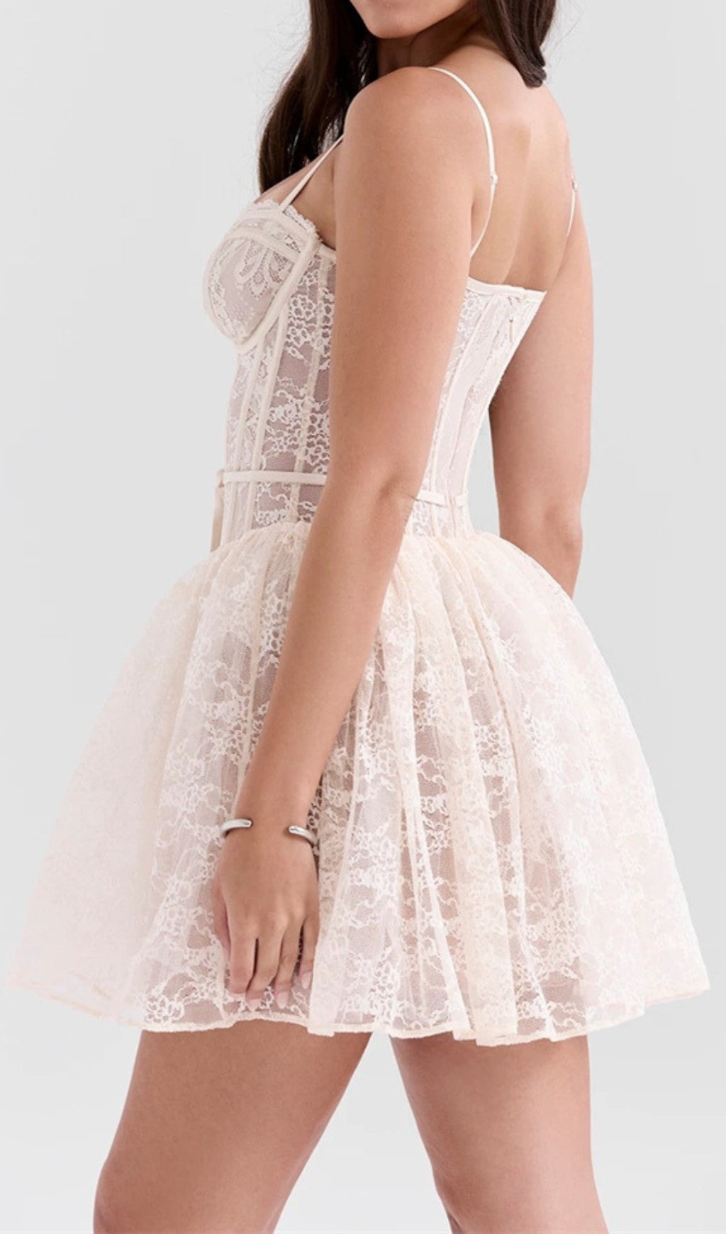 Chiho Romantic Lace Corset Mini Dress