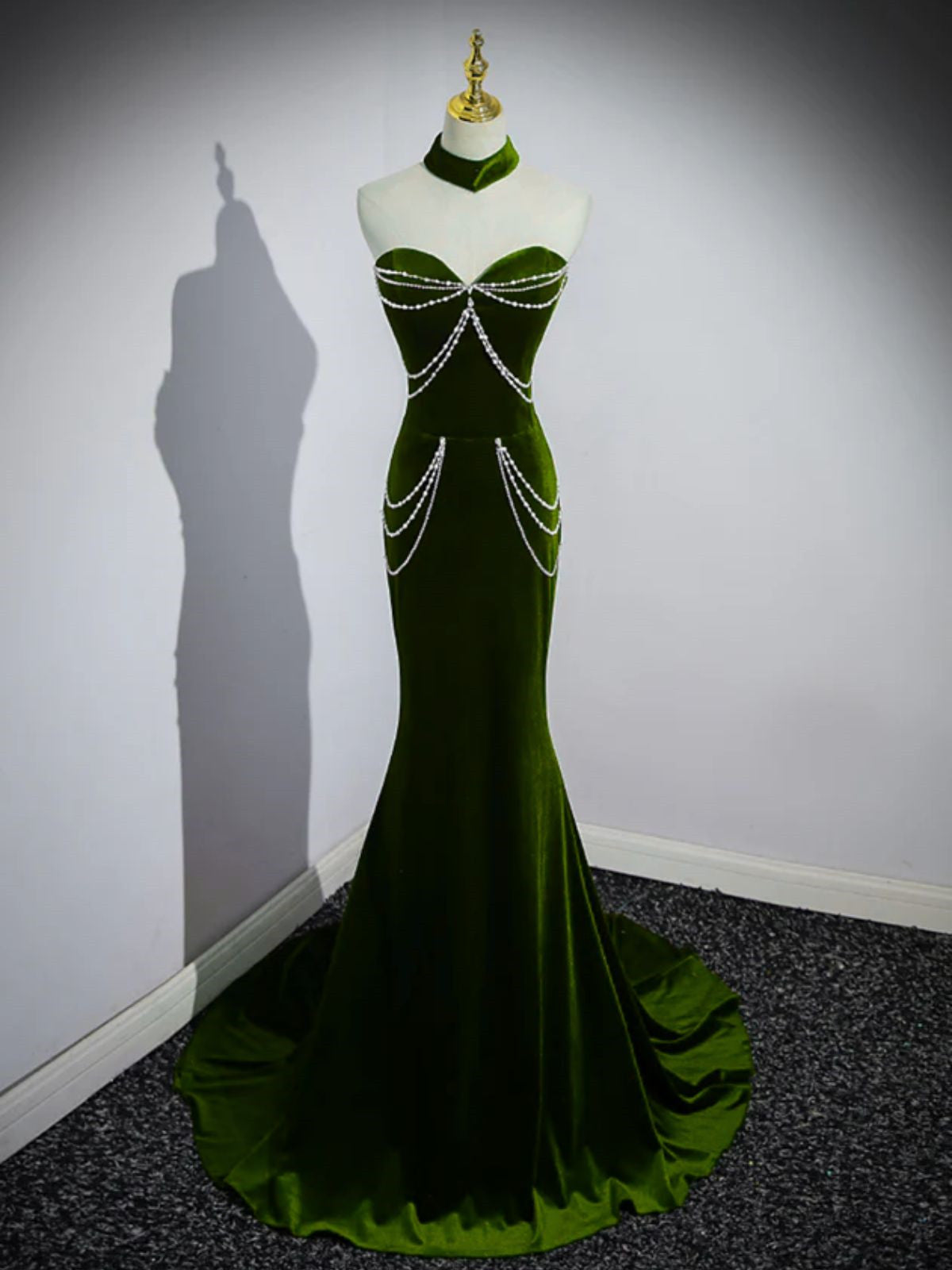 Green Velvet Sweetheart Mermaid Party Dress