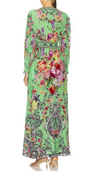 Porcelain Dream Green Floral Maxi Dress