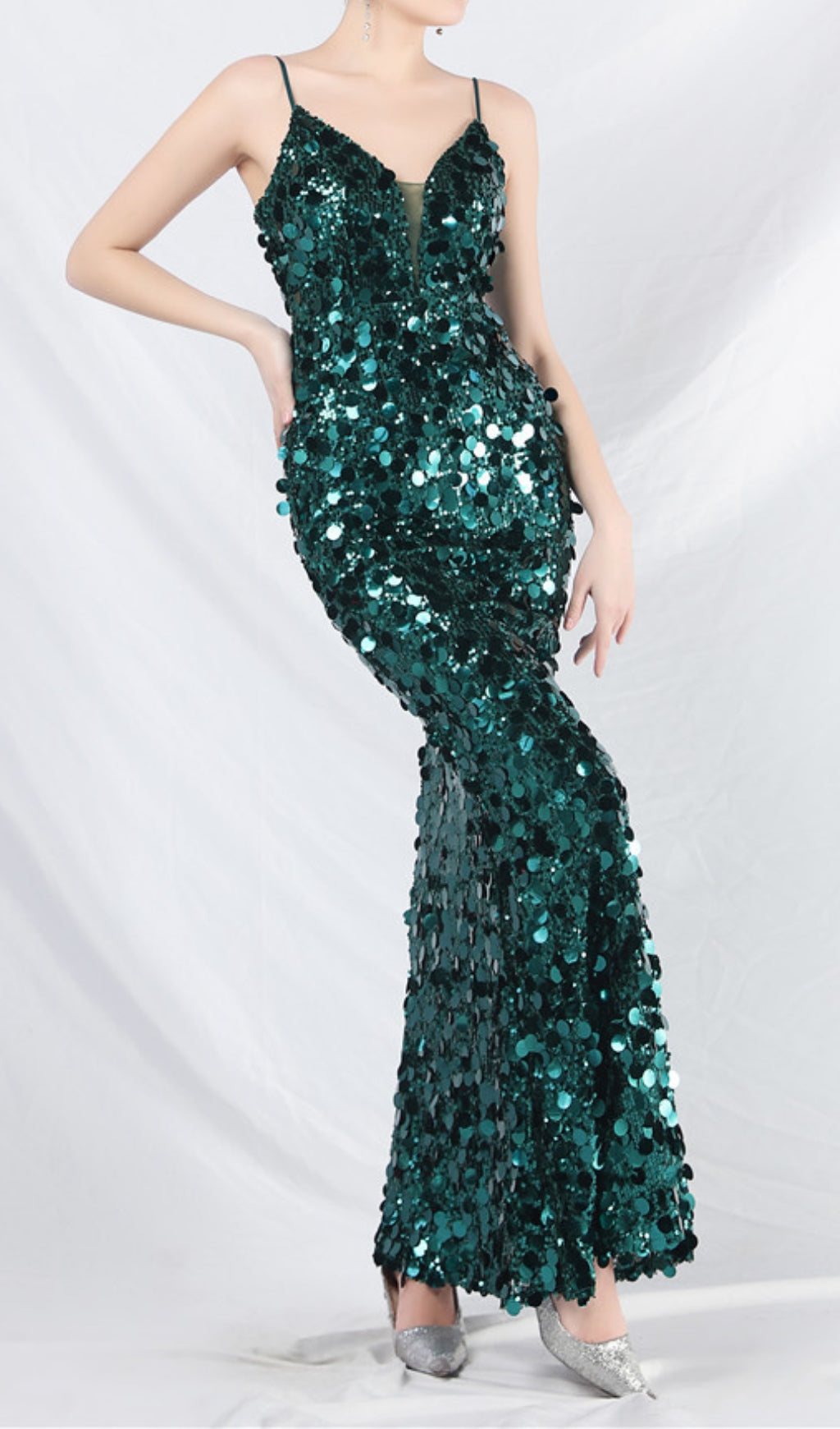 Chole Emerald Green Sequin Maxi Dress