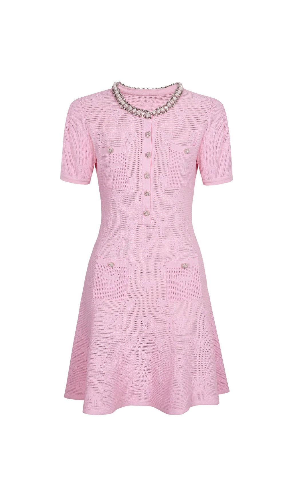Georgina Luxe Pink Diamante Knit Mini Dress Set