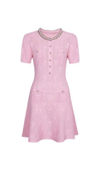 Georgina Luxe Pink Diamante Knit Mini Dress Set