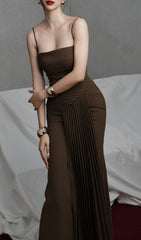 Hutch Sienna Brown Pleated Maxi Dress