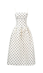 Floriane Retro Chic Polka Dot A-Line Midi Dress