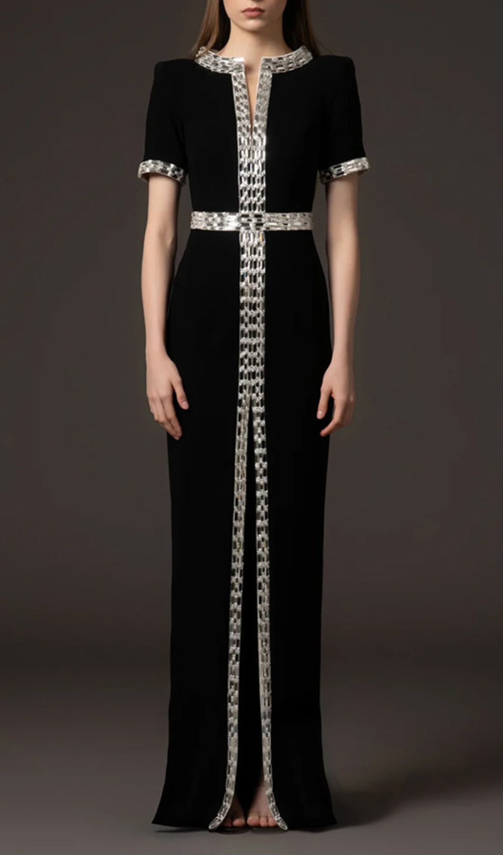 Euterpe Dazzling Black Crystal Maxi Dress