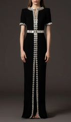 Euterpe Dazzling Black Crystal Maxi Dress