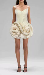 Isolina Blooming Rose Petal Strappy Mini Dress