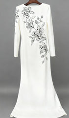 Jessica White Floral Embellished Evening Gown