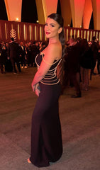 Clifton Dazzling Black Pearl Embellished Bandage Maxi Gown