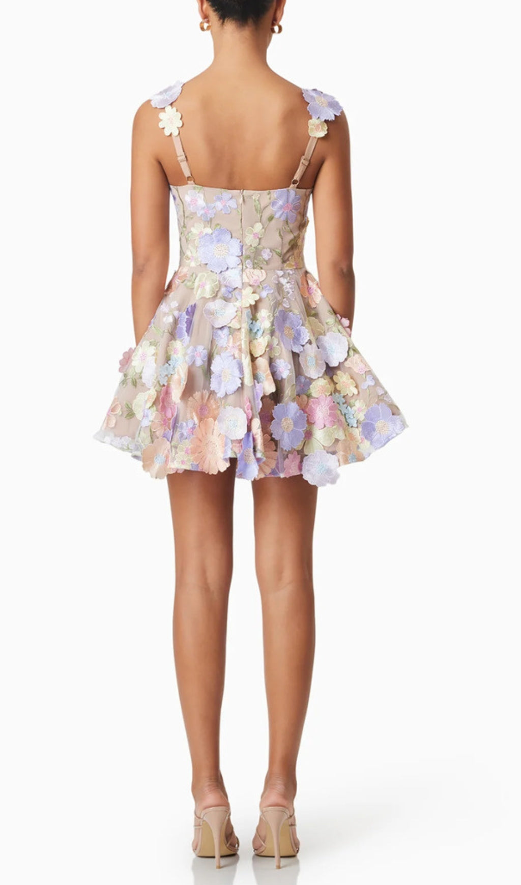Deva Pastel 3D Floral Embellished Mini Dress