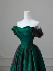 Black And Green Strapless A-Line Party Dress