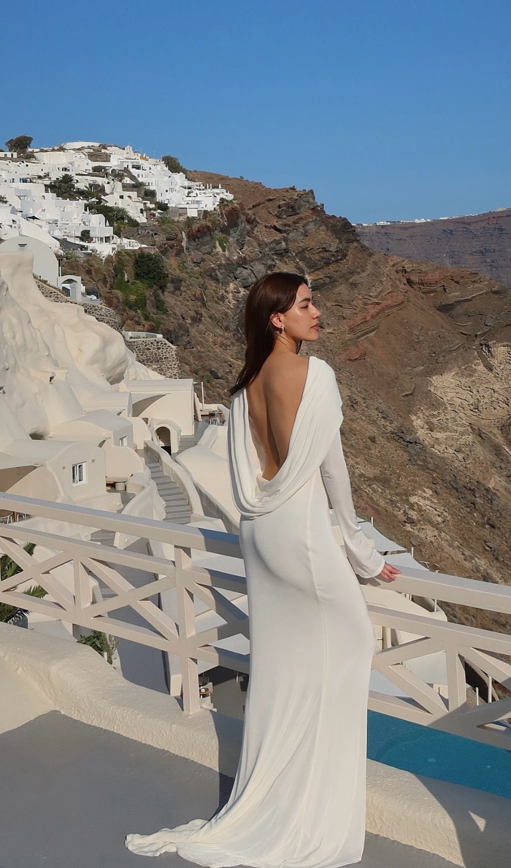Joachim White Backless Long Sleeve Maxi Gown