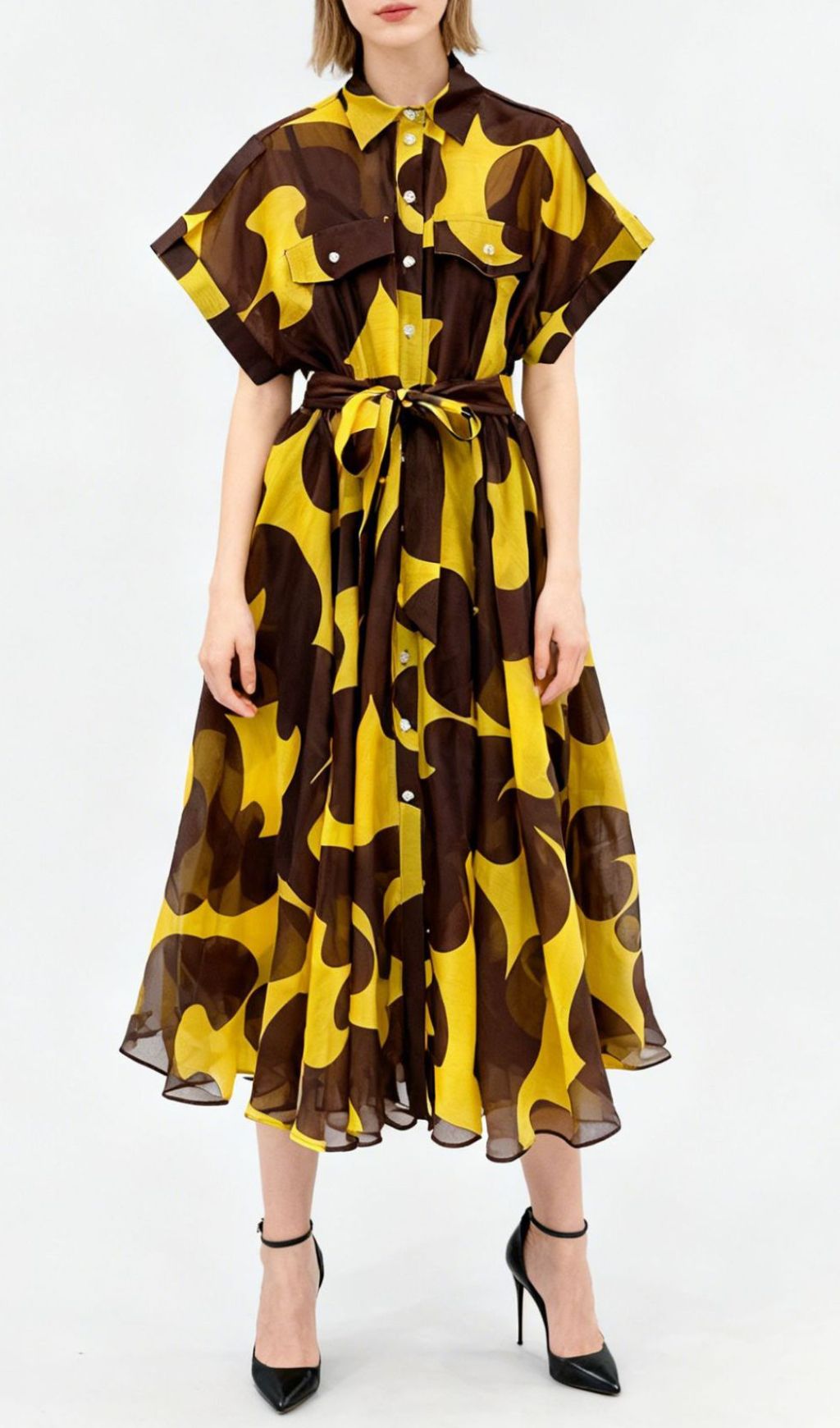 Jeroen Abstract Print Midi Shirt Dress