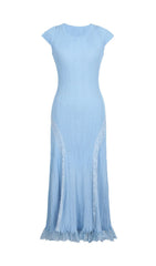 Farrah Ribbed Knit & Lace Midi Dress