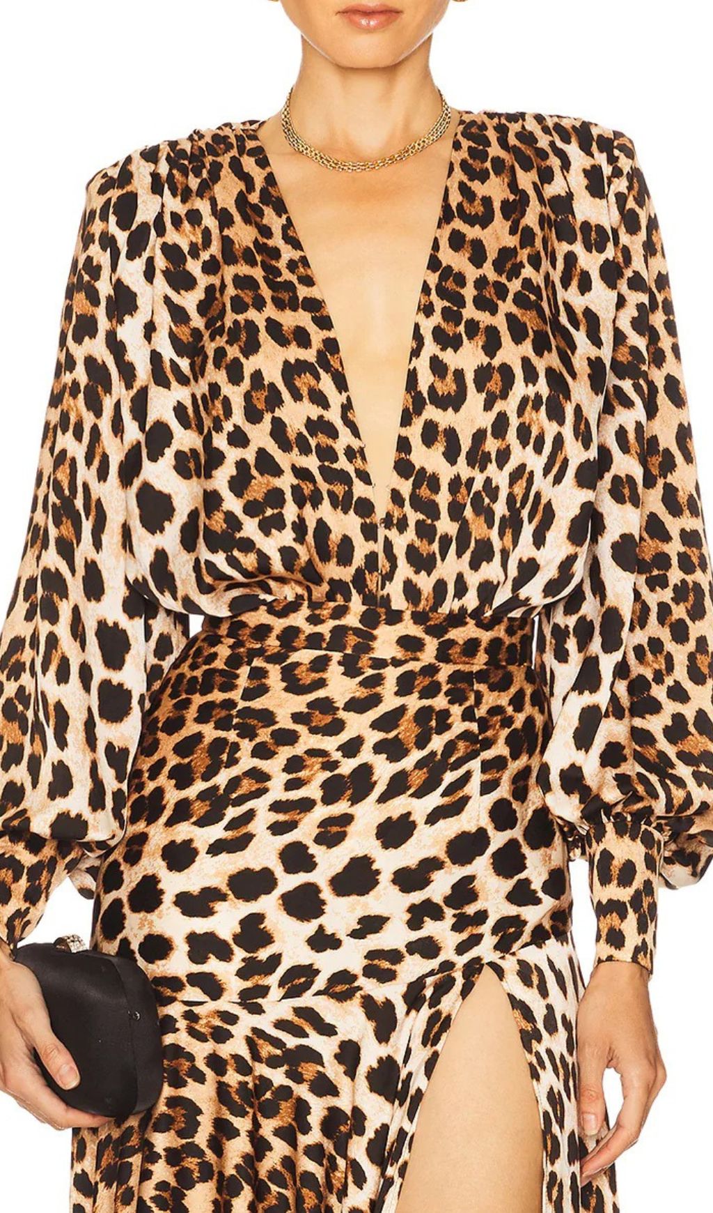 Igraine Daring Leopard Print V-Neck Maxi Dress with High Slit