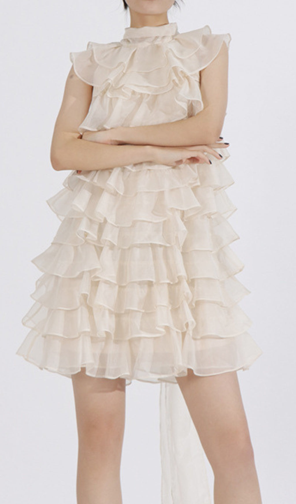 Duyen Chic Black Tiered Ruffle Mini Dress