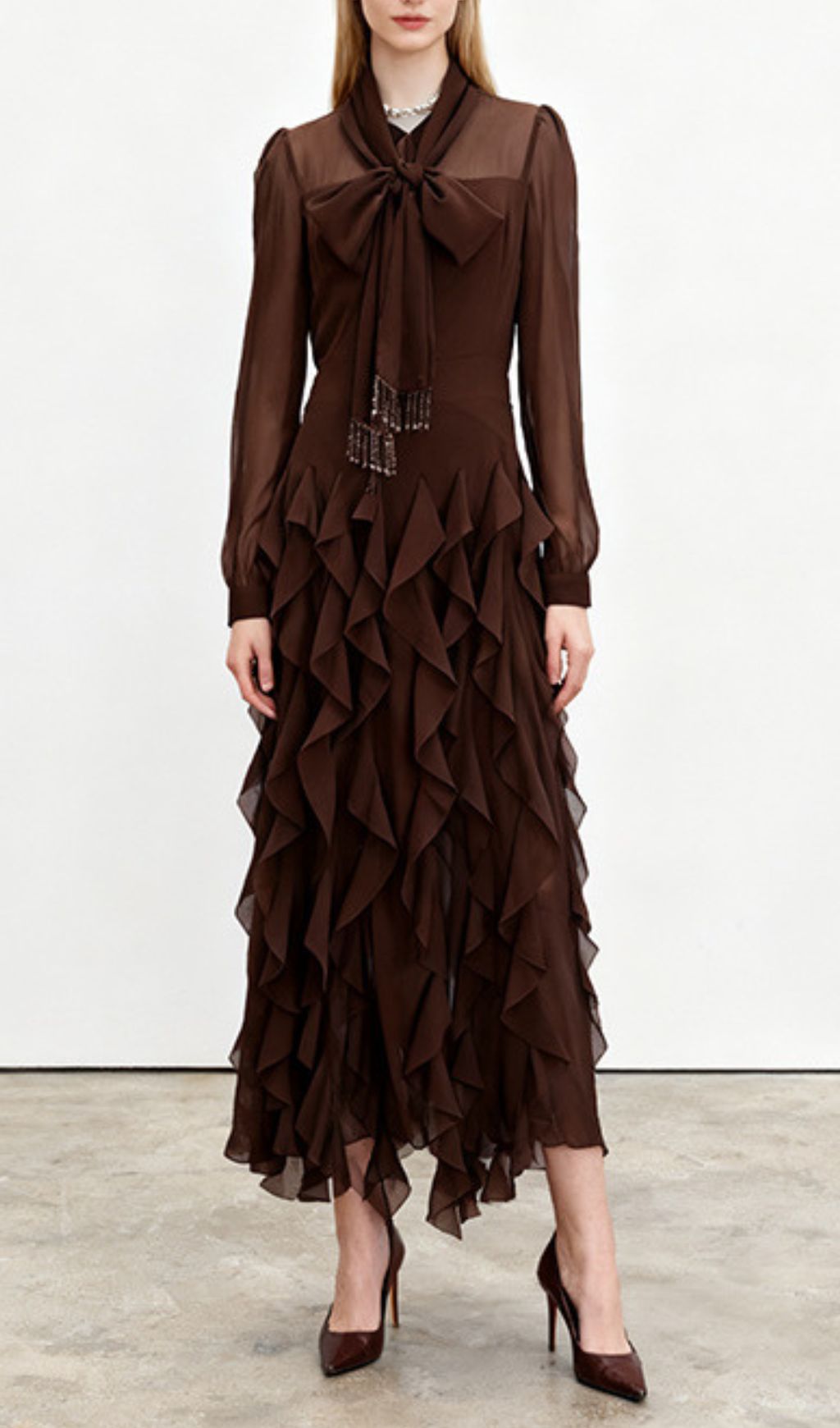 Isaak Ethereal Ruffle Maxi Gown