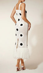Gaelion Chic Dot Fringe Knitted Midi Dress