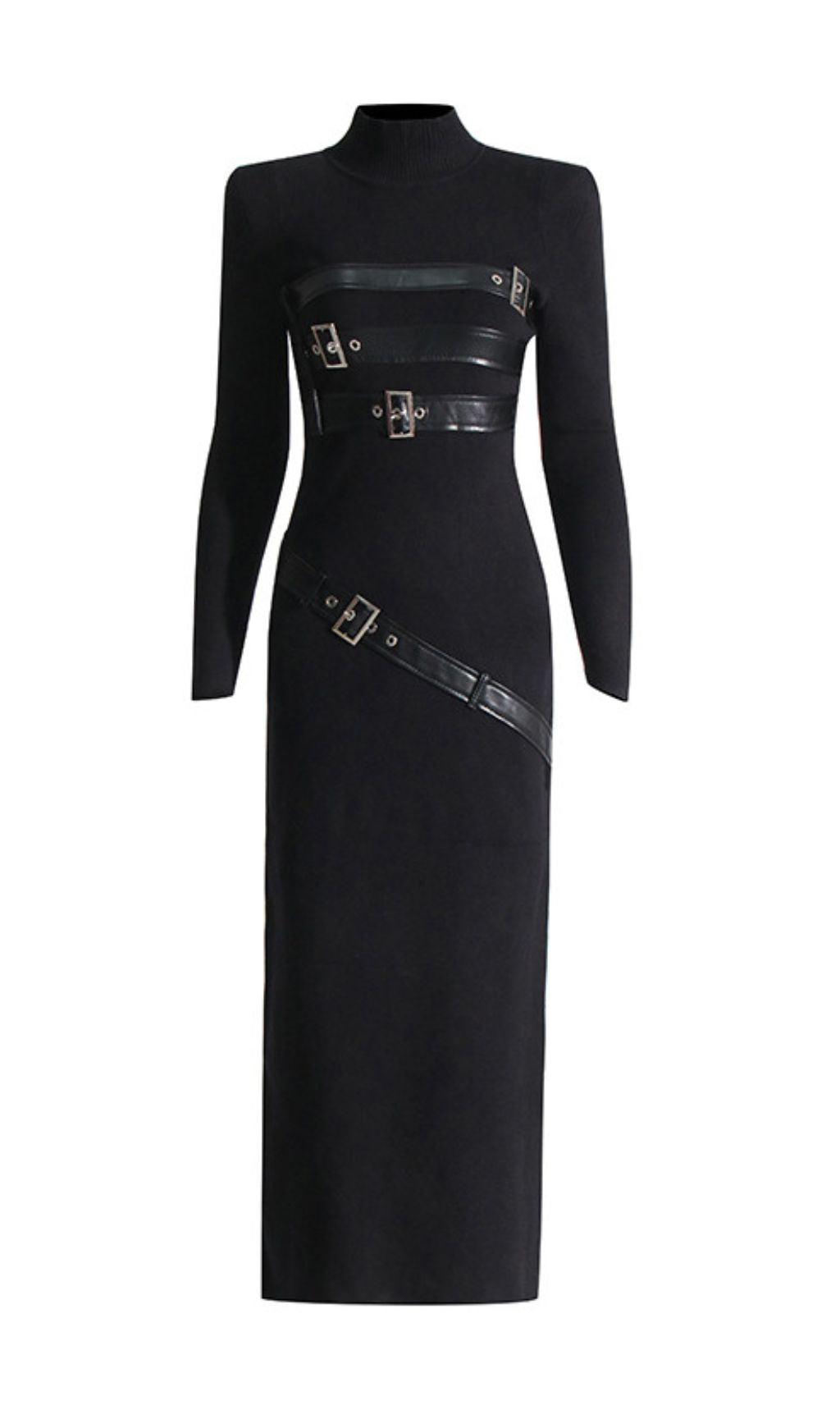 Isai Black Statement Buckle Maxi Dress