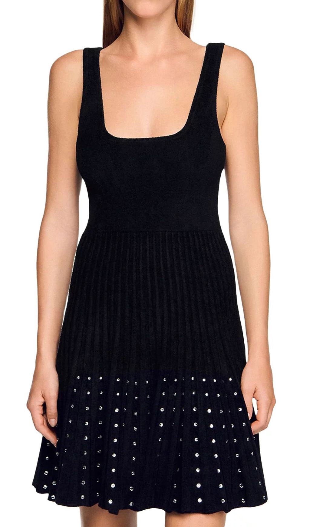 Aureline Crystal-Embellished Black Mini Dress