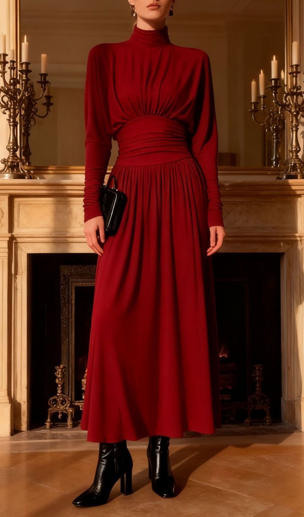 Isano Luxe Ruched Long Sleeve Maxi Dress