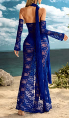 Luxanna Royal Blue Lace Maxi Dress
