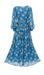 Feodora Enchanting Blue Floral Maxi Dress