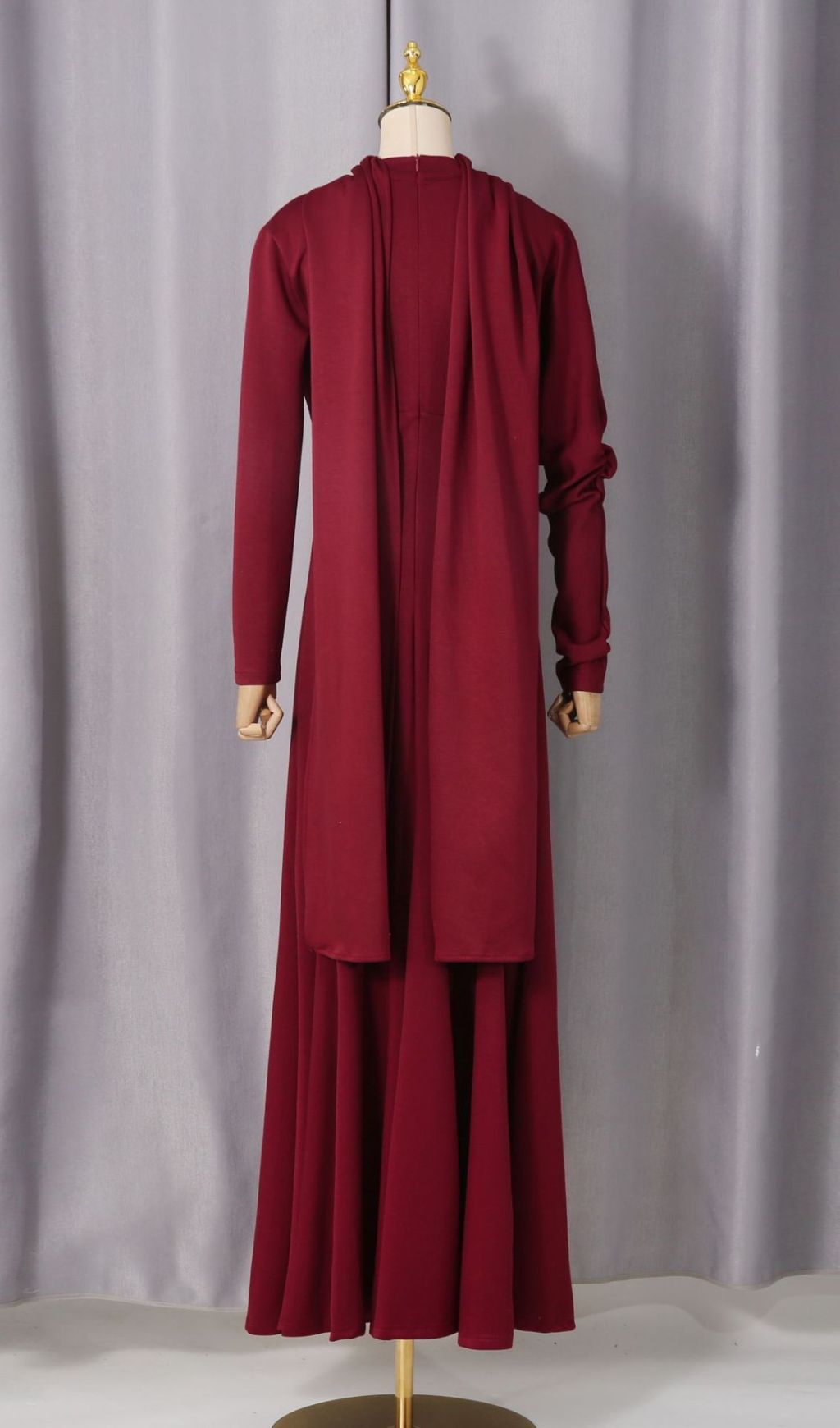 Jaana Elegant V-Neck Satin Long Sleeve Maxi Dress