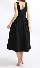 Eylül Crystal Embellished Black Midi Dress for Women
