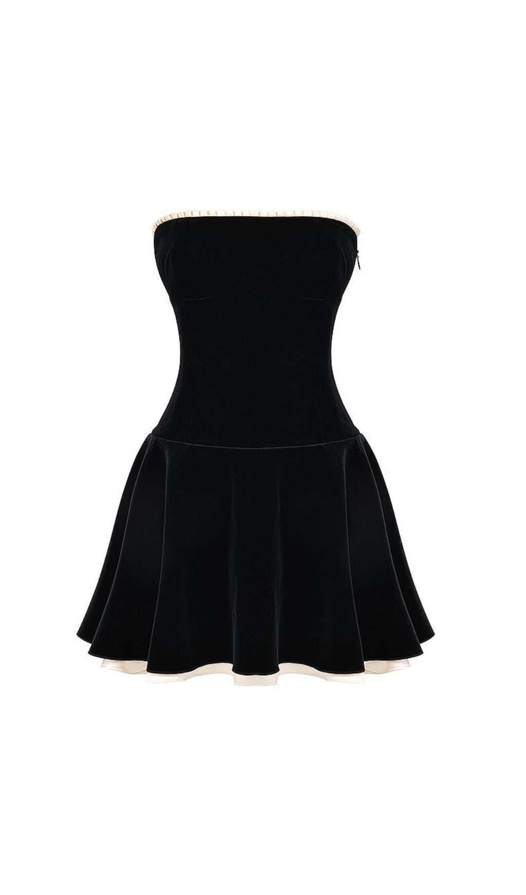 Christ Luxe Black Velvet Strapless Mini Dress