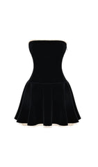 Christ Luxe Black Velvet Strapless Mini Dress