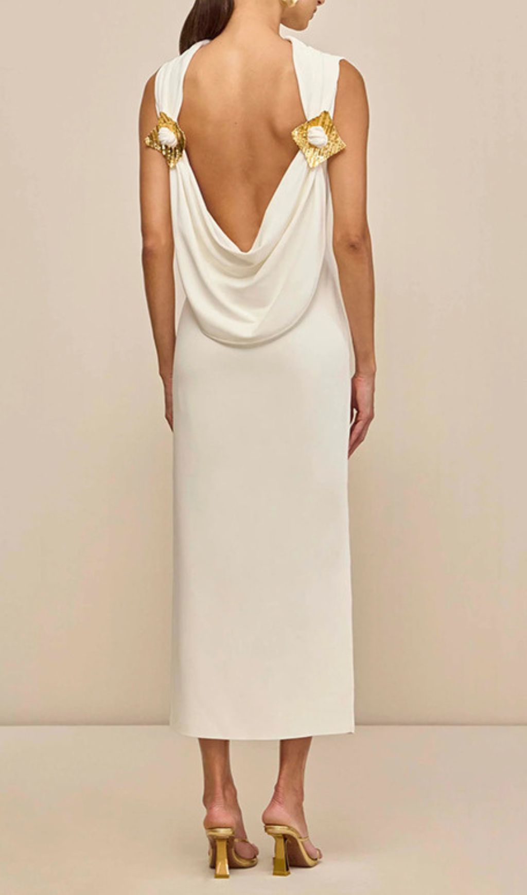 Ida White Backless Midi Dress