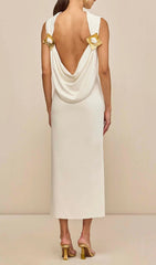 Ida White Backless Midi Dress