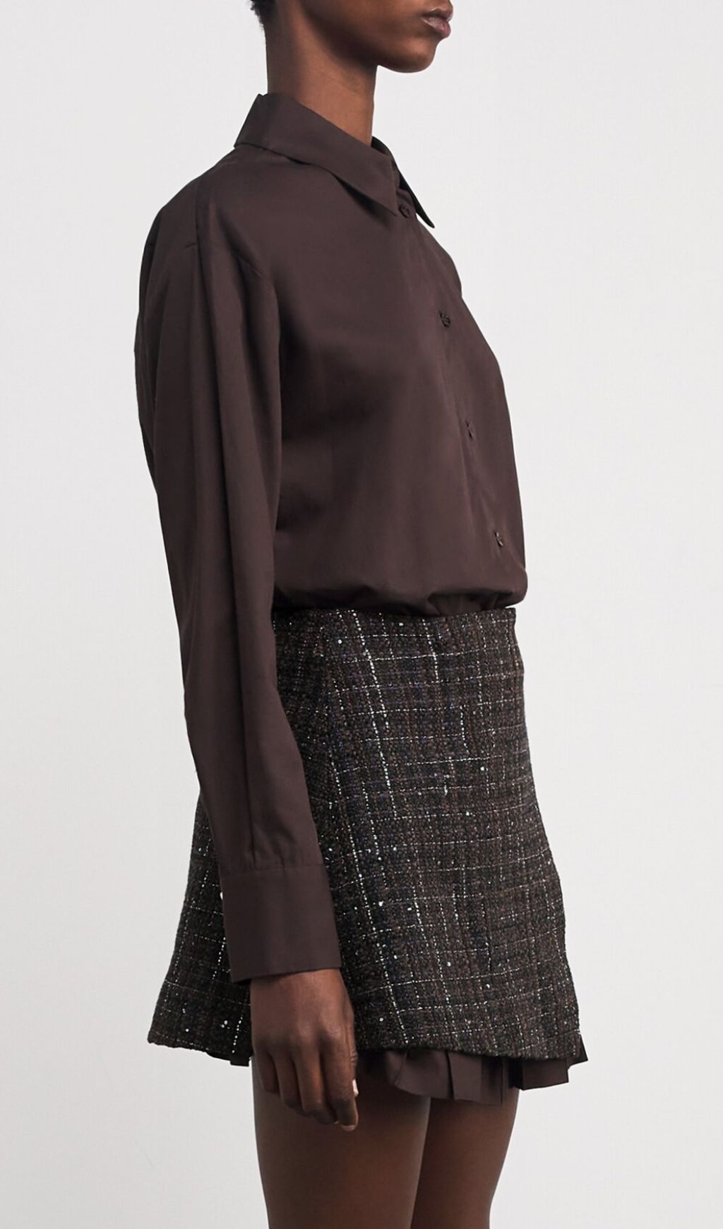 Chic Tweed Asymmetrical Mini Shirtdress