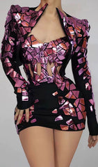 Fai Dazzling Mirror-Embellished Black & Gold Clubwear Set