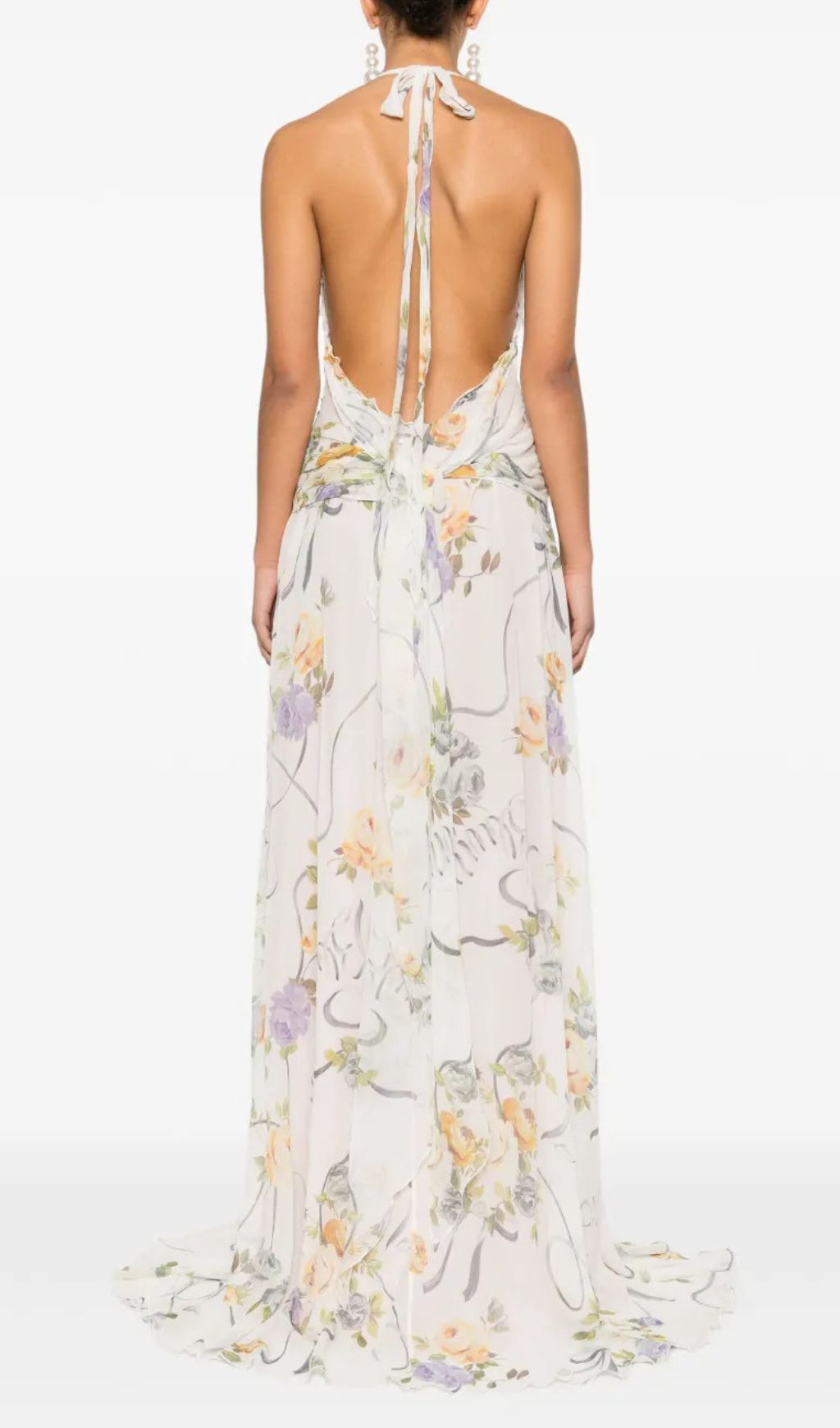 Chic Florine Floral Halter Ruffle Maxi Dress