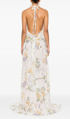 Chic Florine Floral Halter Ruffle Maxi Dress
