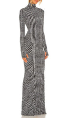 Gilmore Chic Plaid Turtleneck Maxi Dress