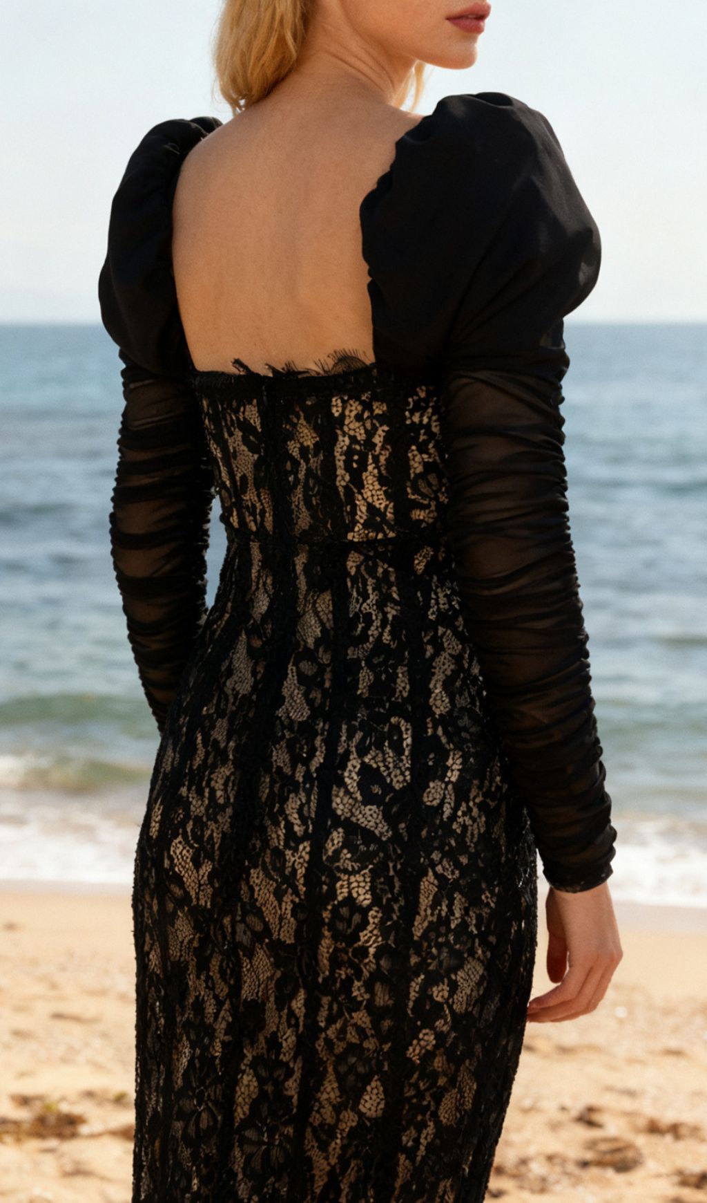 Jordane Black Lace Long Sleeve Maxi Dress