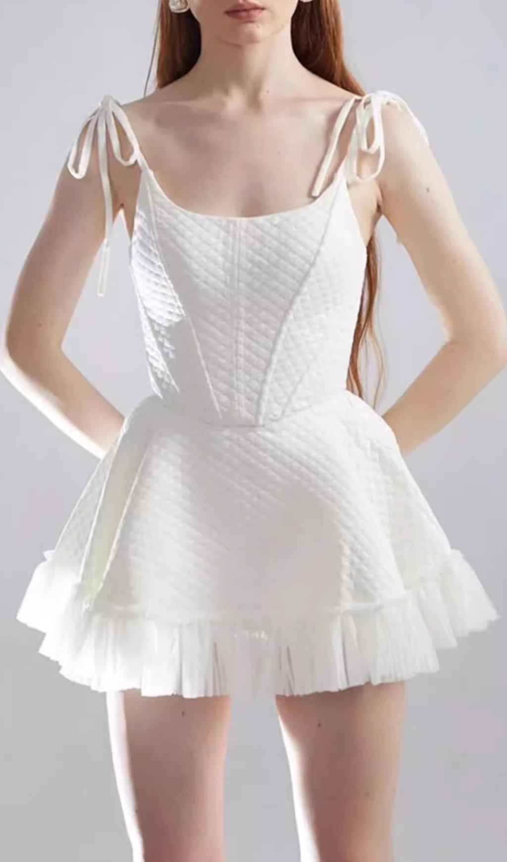 Edsel White Quilted Corset Mini Dress
