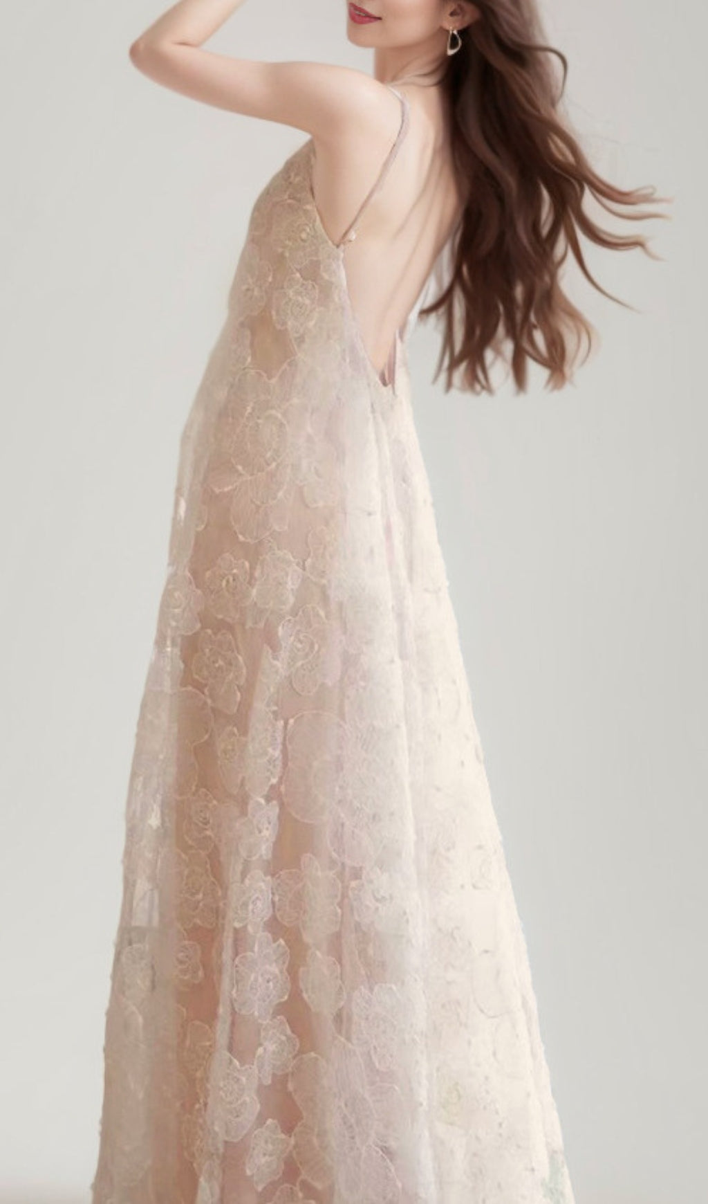 Billy Dreamy Floral Lace Halter Maxi Dress