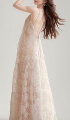 Billy Dreamy Floral Lace Halter Maxi Dress