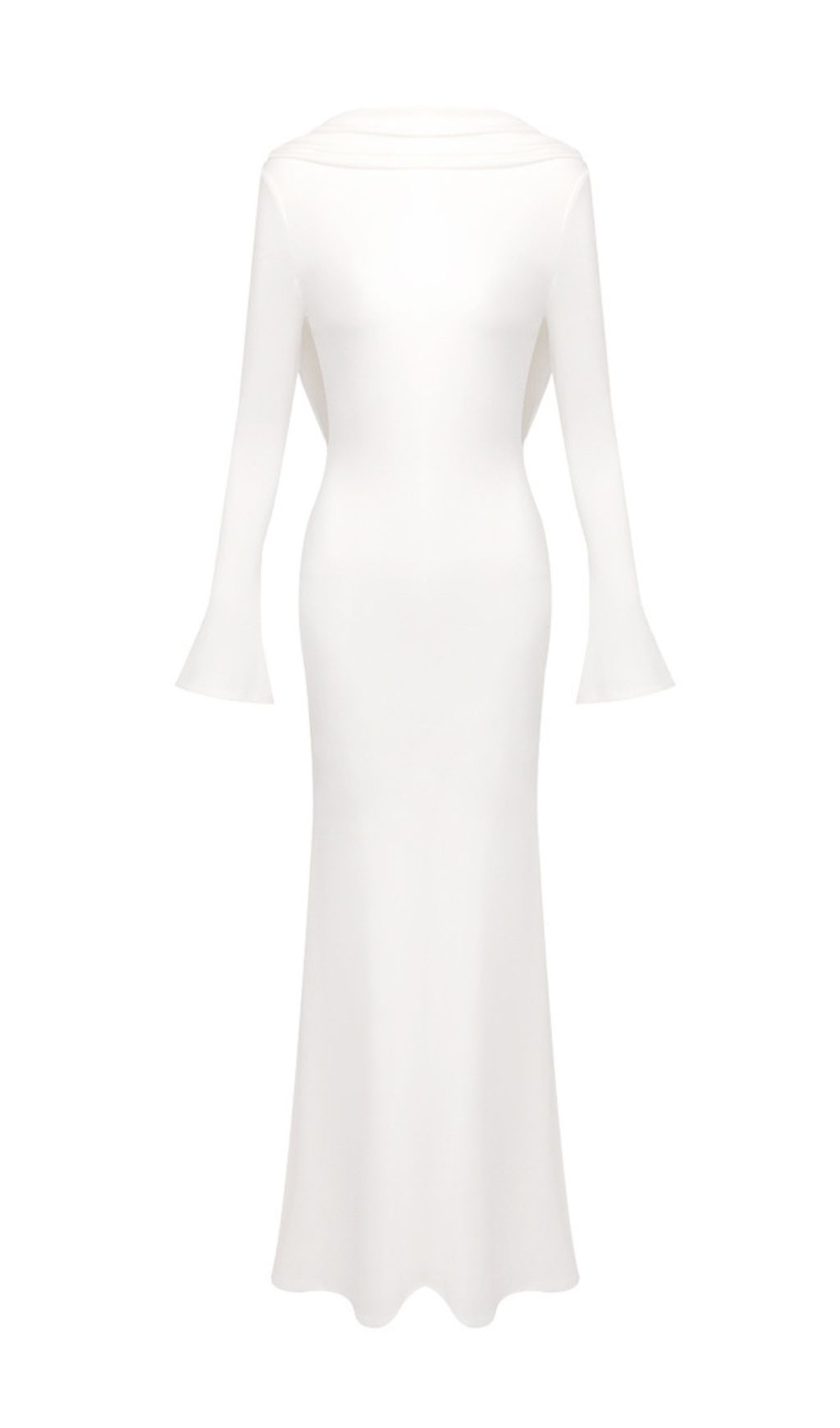 Joachim White Backless Long Sleeve Maxi Gown