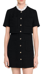 Elegant Black Tweed-Style Mini Dress