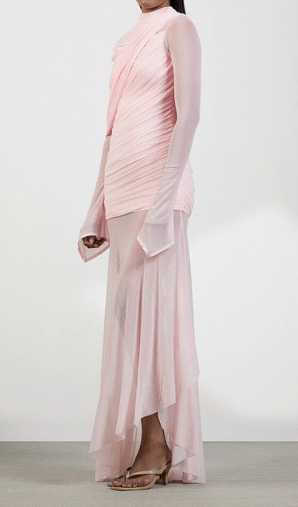 Guthrie Blush Pink Sheer Mesh Maxi Dress