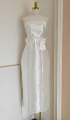Fayruz Elegant White Strapless Maxi Dress