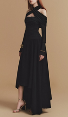 Gedalia Black Criss-Cross Off-Shoulder Maxi Dress