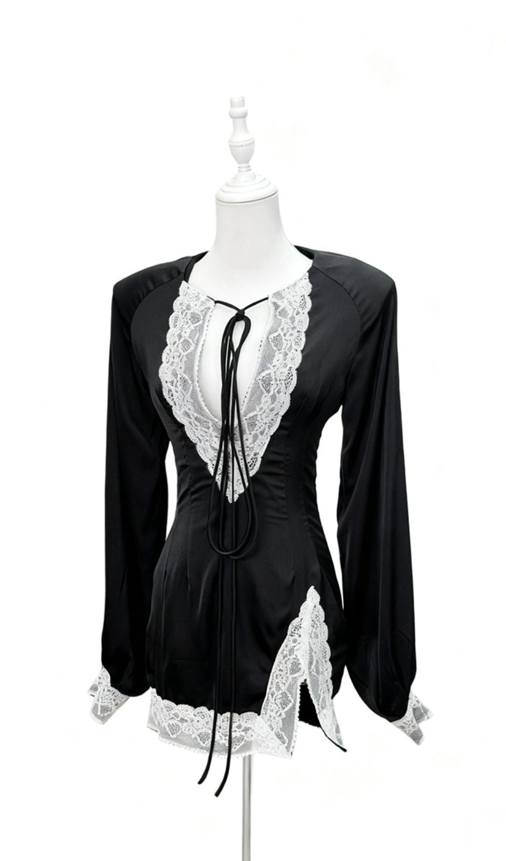 Romaine Alluring Lace Long Sleeve Mini Dress