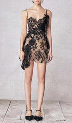 Midnight Bloom Black Floral Lace Mini Dress & Sheer Shrug Set