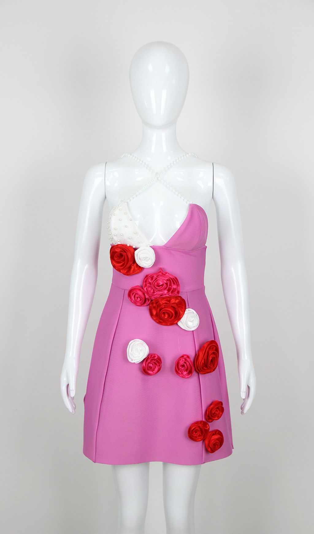 Jovanna Lavender Pearl & 3D Rose Mini Dress